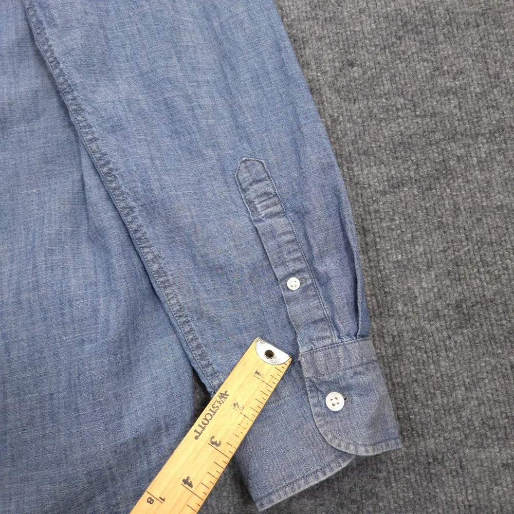 J Crew Chambray Shirt‎ Mens L Tall Blue Classic Fit Long Sleeve Button Up Preppy